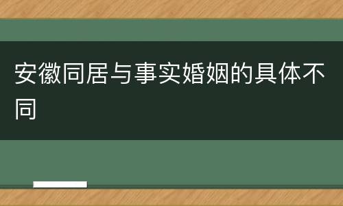 安徽同居与事实婚姻的具体不同