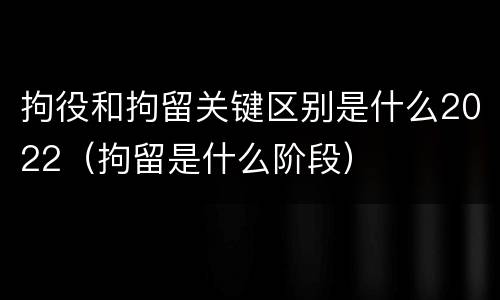 拘役和拘留关键区别是什么2022（拘留是什么阶段）