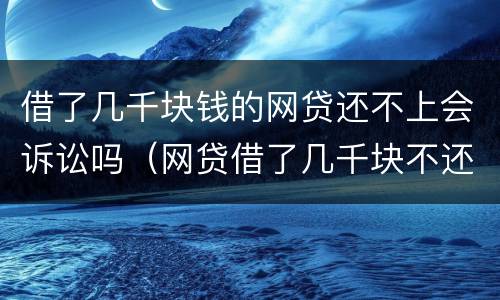 借了几千块钱的网贷还不上会诉讼吗（网贷借了几千块不还会被起诉么）