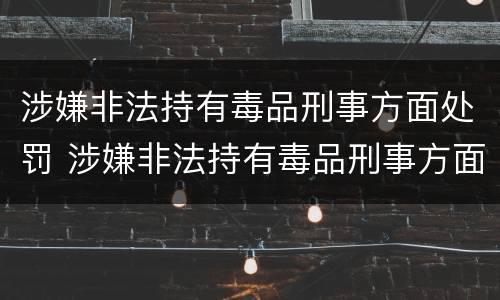 涉嫌非法持有毒品刑事方面处罚 涉嫌非法持有毒品刑事方面处罚决定书