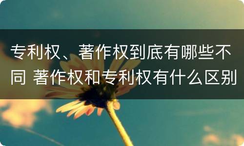 专利权、著作权到底有哪些不同 著作权和专利权有什么区别