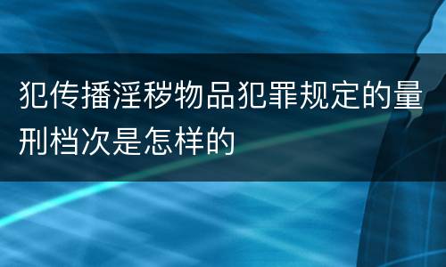 犯传播淫秽物品犯罪规定的量刑档次是怎样的