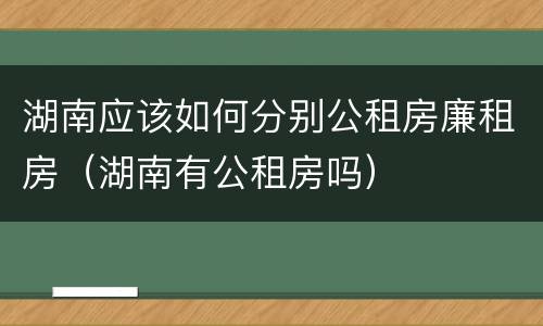 湖南应该如何分别公租房廉租房（湖南有公租房吗）