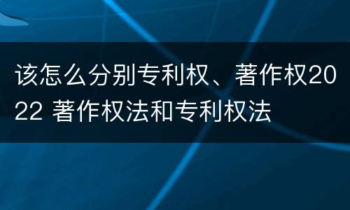 该怎么分别专利权、著作权2022 著作权法和专利权法