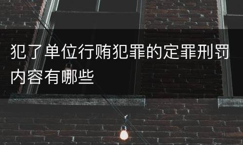 犯了单位行贿犯罪的定罪刑罚内容有哪些