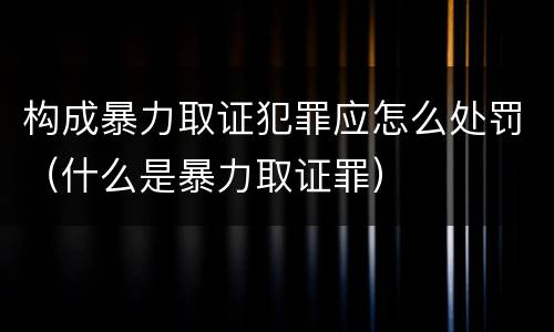 构成暴力取证犯罪应怎么处罚（什么是暴力取证罪）