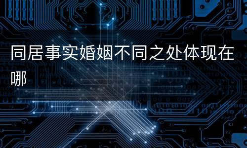 同居事实婚姻不同之处体现在哪