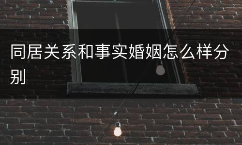 同居关系和事实婚姻怎么样分别
