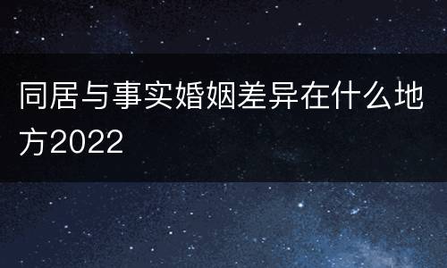 同居与事实婚姻差异在什么地方2022