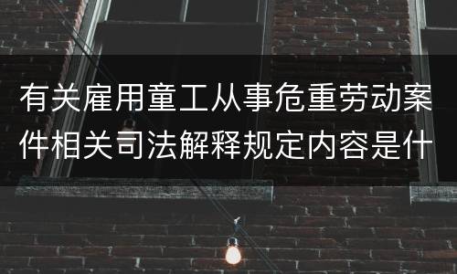 有关雇用童工从事危重劳动案件相关司法解释规定内容是什么
