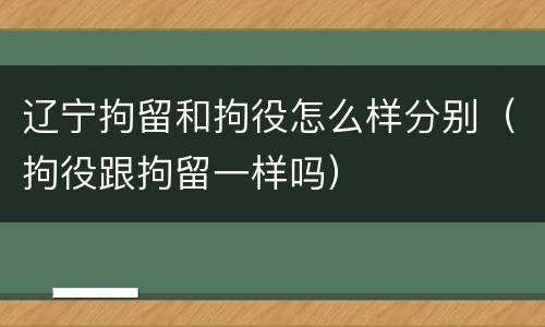辽宁拘留和拘役怎么样分别（拘役跟拘留一样吗）