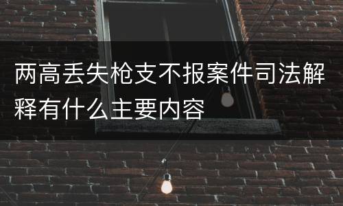 两高丢失枪支不报案件司法解释有什么主要内容