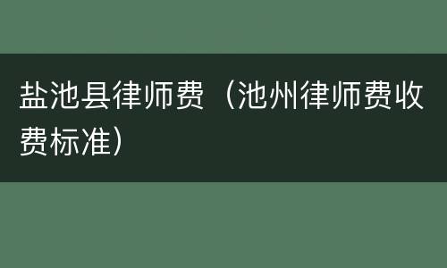 盐池县律师费（池州律师费收费标准）