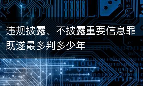 违规披露、不披露重要信息罪既遂最多判多少年
