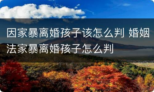 因家暴离婚孩子该怎么判 婚姻法家暴离婚孩子怎么判