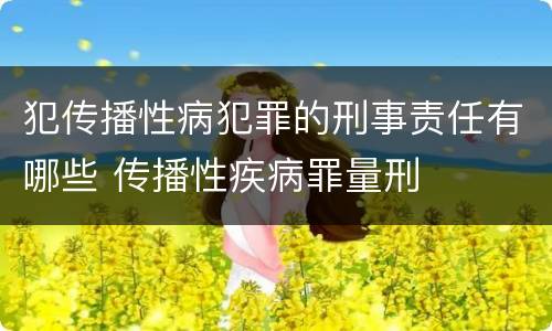 犯传播性病犯罪的刑事责任有哪些 传播性疾病罪量刑
