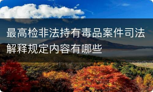 最高检非法持有毒品案件司法解释规定内容有哪些