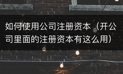 如何使用公司注册资本（开公司里面的注册资本有这么用）