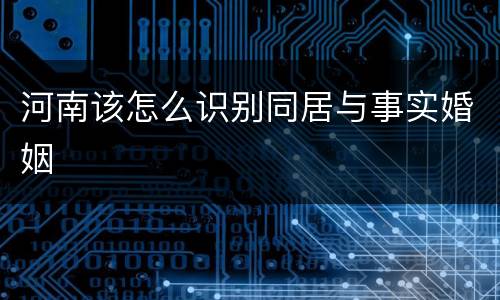 河南该怎么识别同居与事实婚姻