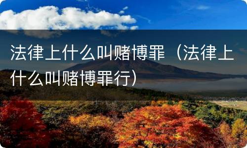 法律上什么叫赌博罪（法律上什么叫赌博罪行）