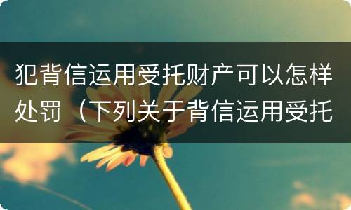犯背信运用受托财产可以怎样处罚（下列关于背信运用受托财产罪的说法中正确的是）