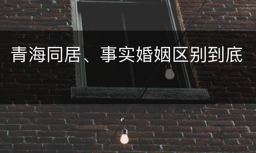 青海同居、事实婚姻区别到底