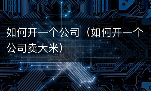 如何开一个公司（如何开一个公司卖大米）