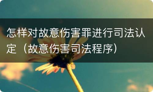 怎样对故意伤害罪进行司法认定（故意伤害司法程序）