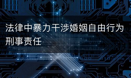 法律中暴力干涉婚姻自由行为刑事责任
