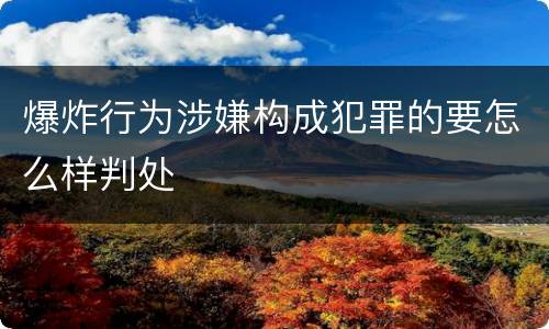 爆炸行为涉嫌构成犯罪的要怎么样判处