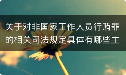 关于对非国家工作人员行贿罪的相关司法规定具体有哪些主要内容