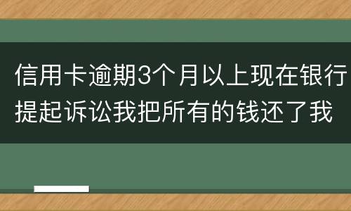 信用卡逾期3个月以上现在银行提起诉讼我把所有的钱还了我该怎样处处理