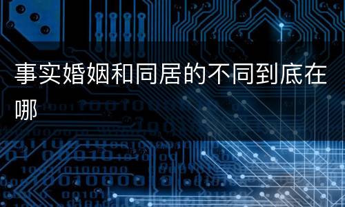 事实婚姻和同居的不同到底在哪