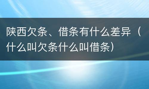 陕西欠条、借条有什么差异（什么叫欠条什么叫借条）