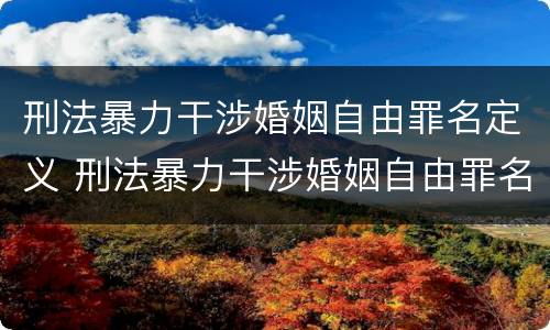 刑法暴力干涉婚姻自由罪名定义 刑法暴力干涉婚姻自由罪名定义