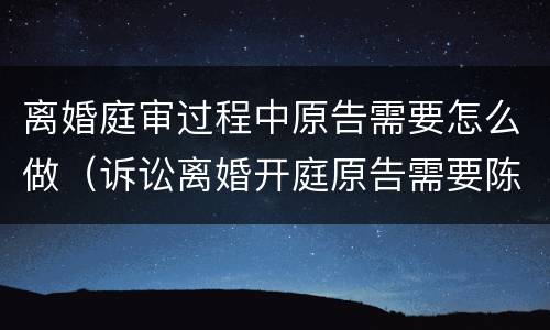 离婚庭审过程中原告需要怎么做（诉讼离婚开庭原告需要陈述什么）