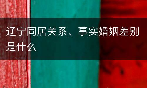 辽宁同居关系、事实婚姻差别是什么