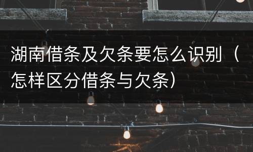 湖南借条及欠条要怎么识别（怎样区分借条与欠条）