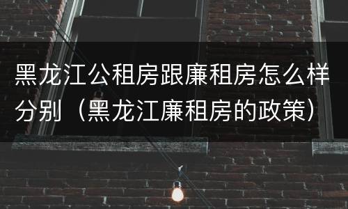 黑龙江公租房跟廉租房怎么样分别（黑龙江廉租房的政策）