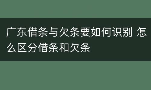 广东借条与欠条要如何识别 怎么区分借条和欠条
