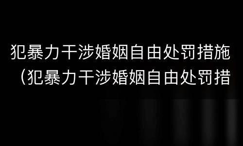 犯暴力干涉婚姻自由处罚措施（犯暴力干涉婚姻自由处罚措施是什么）