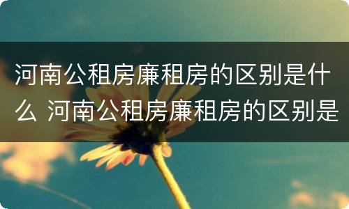 河南公租房廉租房的区别是什么 河南公租房廉租房的区别是什么呢