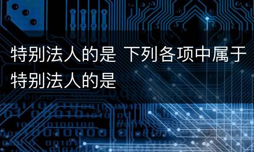 特别法人的是 下列各项中属于特别法人的是