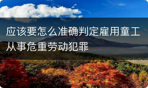 应该要怎么准确判定雇用童工从事危重劳动犯罪