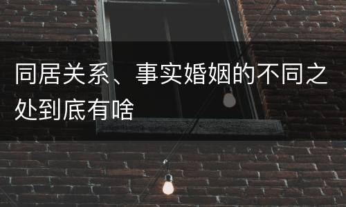 同居关系、事实婚姻的不同之处到底有啥