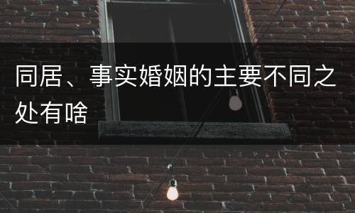 同居、事实婚姻的主要不同之处有啥