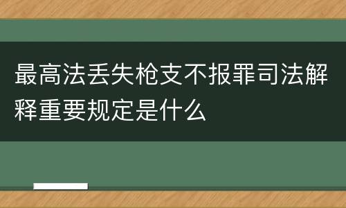 最高法丢失枪支不报罪司法解释重要规定是什么