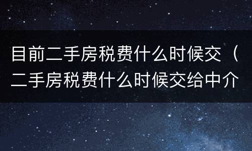 目前二手房税费什么时候交（二手房税费什么时候交给中介）