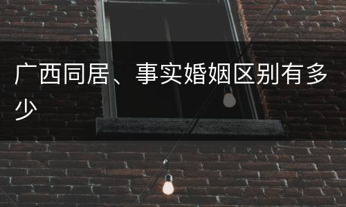 广西同居、事实婚姻区别有多少