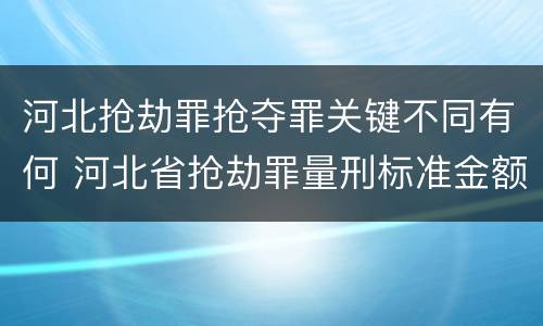 河北抢劫罪抢夺罪关键不同有何 河北省抢劫罪量刑标准金额